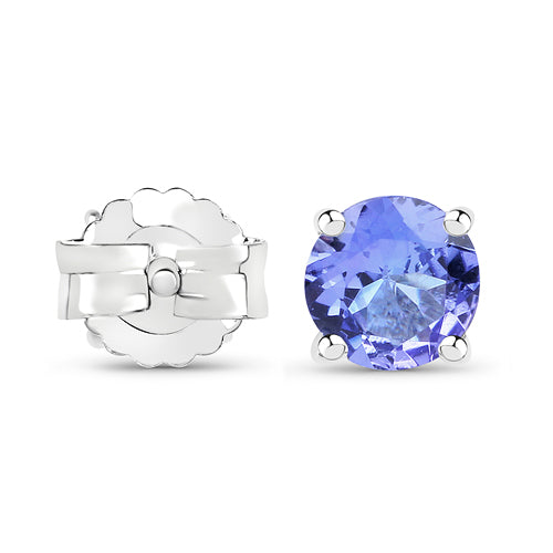 Boucles d'oreilles en argent sterling 925 et tanzanite véritable de 0,94 carat