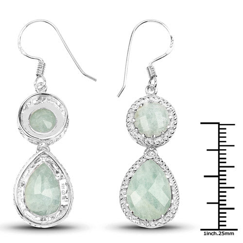 Boucles d'oreilles en argent sterling .925 et aigue-marine véritable de 11,82 carats