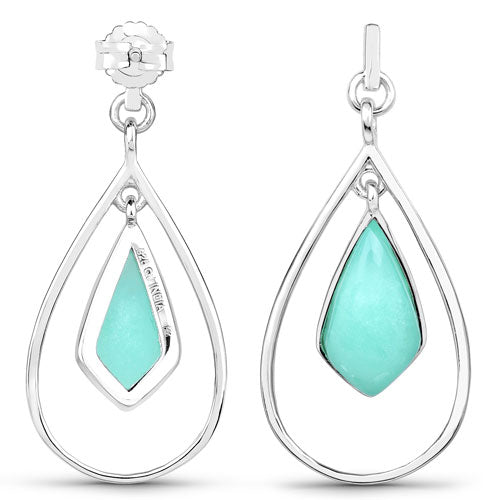 Boucles d'oreilles en argent sterling 925 avec chrysoprase véritable de 8,80 carats