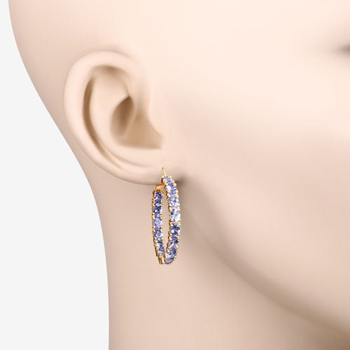 Boucles d'oreilles en tanzanite véritable de 5,10 carats en argent sterling 925