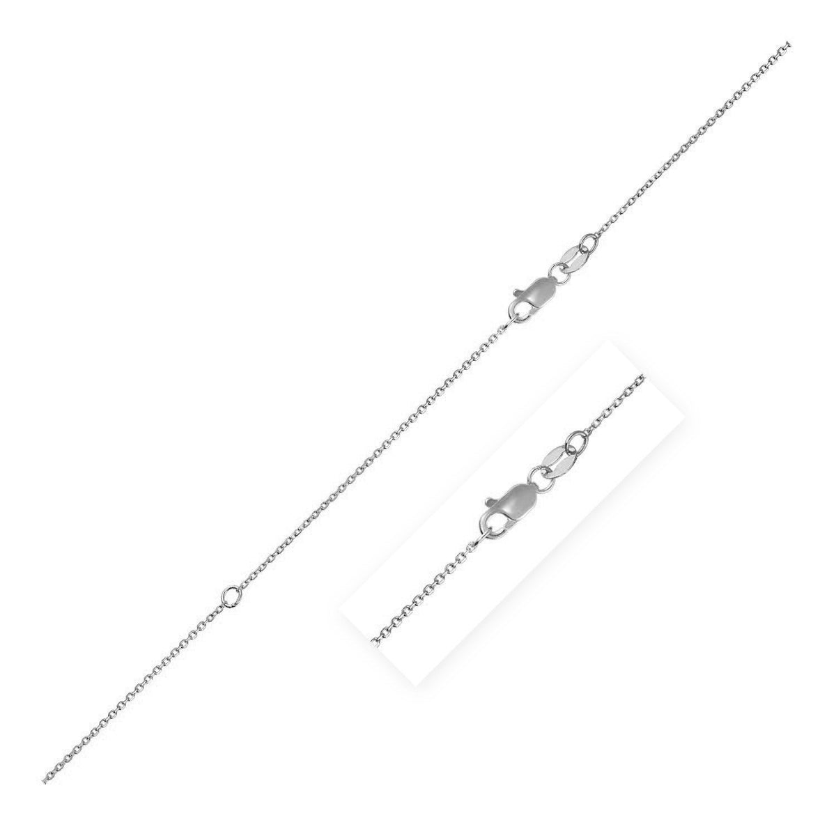 Chaîne maille forçat extensible en or blanc 10k (0,87 mm)