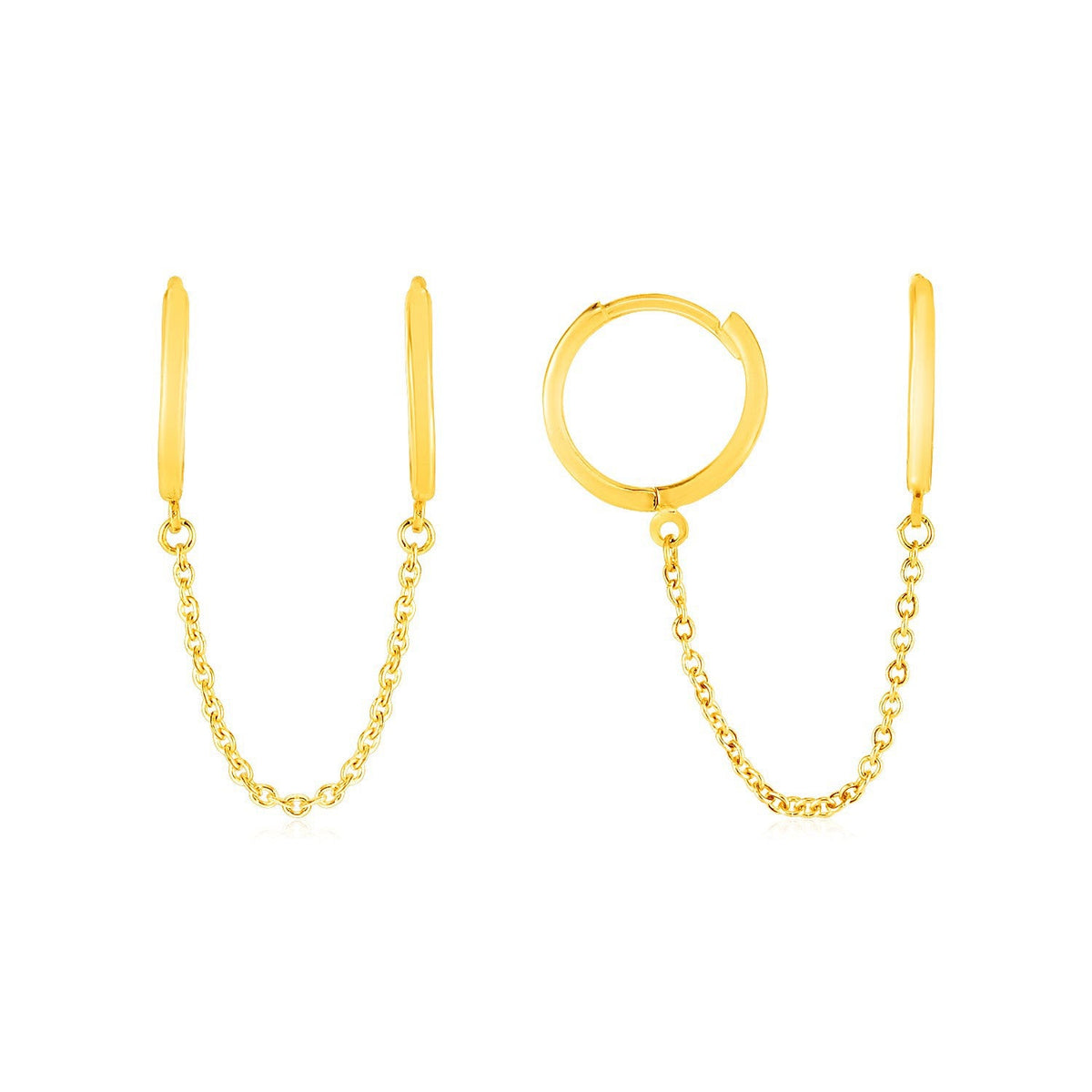 Créoles Huggie à deux trous en or jaune 14 carats