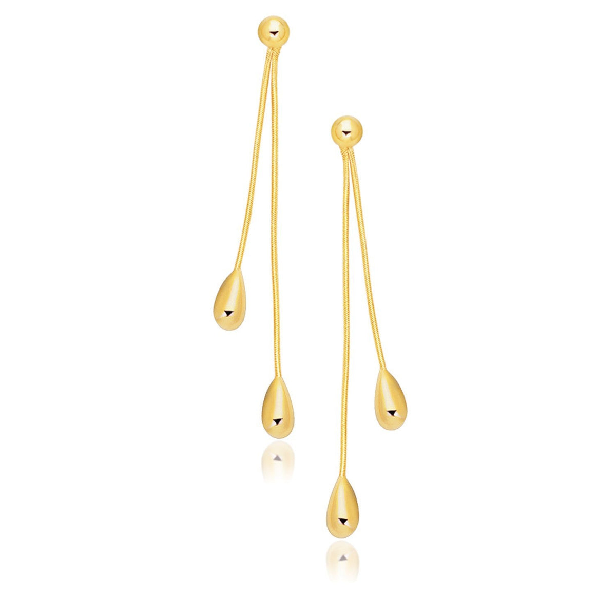 Boucles d'oreilles pendantes longues en or jaune 14 carats