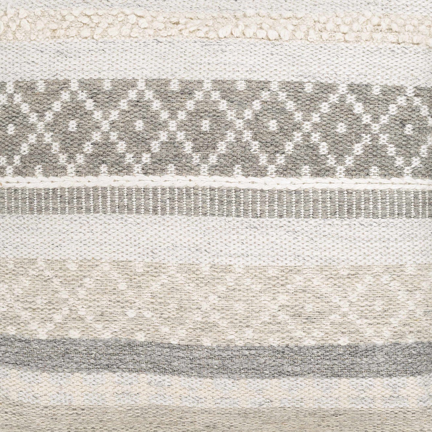Geyser Woven White Gray Cotton Pouf - Clearance