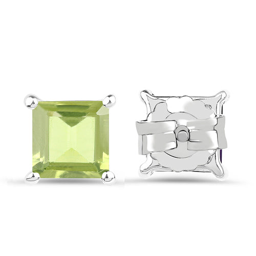 Boucles d'oreilles en péridot véritable de 2,30 carats en argent sterling 925