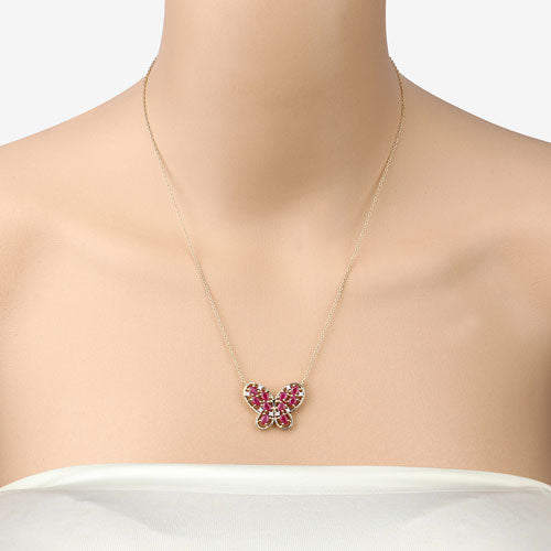 Collier en argent sterling .925 avec rubis authentique de 2,36 carats et zircon blanc