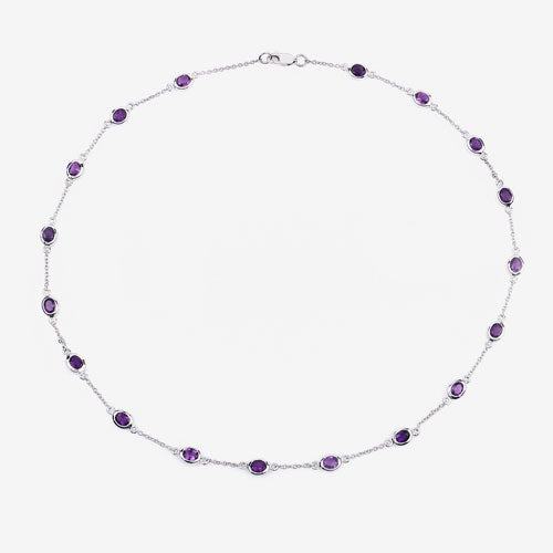 6.12 Carat Genuine Amethyst .925 Sterling Silver Necklace