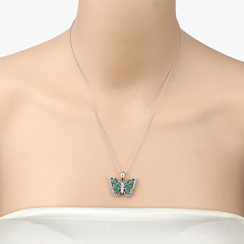 Pendentif en argent sterling 925 avec émeraude véritable de 1,91 carat et zircon blanc