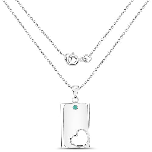 Pendentif en argent sterling 925 avec émeraude véritable de 0,03 carat