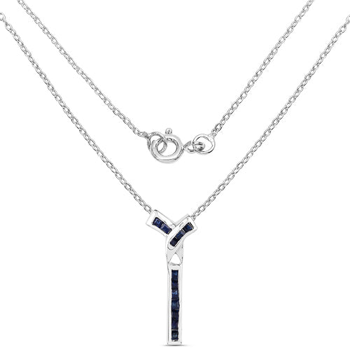 Pendentif saphir bleu véritable de 0,72 carat en argent sterling 925