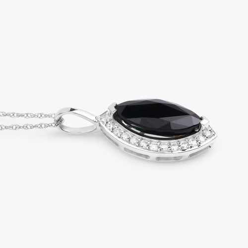Pendentif en or blanc 10K, saphir bleu véritable de 2,29 carats et diamants blancs