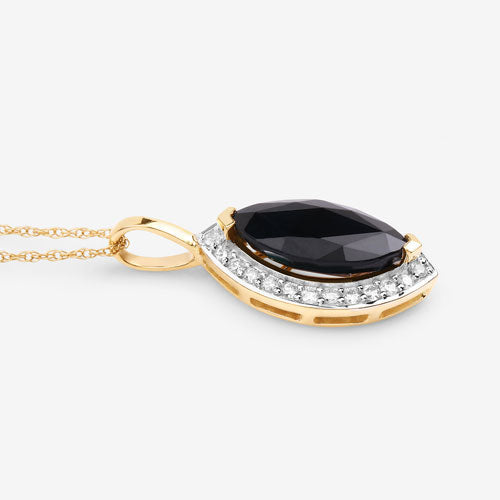 Pendentif en or jaune 10K, saphir bleu véritable de 2,29 carats et diamants blancs