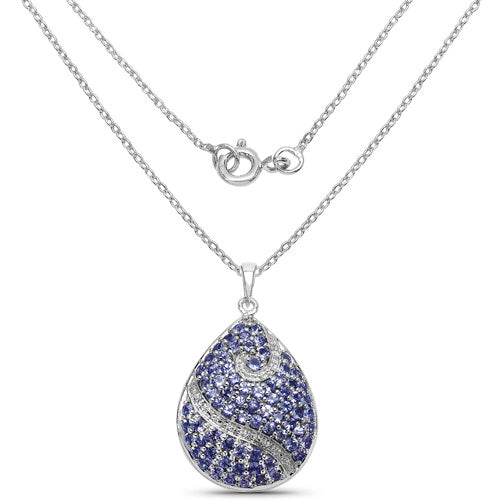 Pendentif en tanzanite véritable de 4,72 carats et argent sterling .925