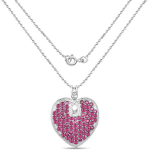 Pendentif 8,03 carats véritable rubis en argent sterling 925