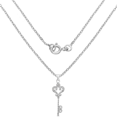 Pendentif en argent sterling 925 avec diamant blanc véritable de 0,10 carat