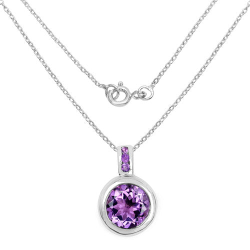 Pendentif en argent sterling 925 avec améthyste véritable de 4,09 carats