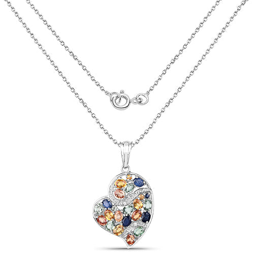 Pendentif en argent sterling .925 saphir véritable multi-carats 4.00
