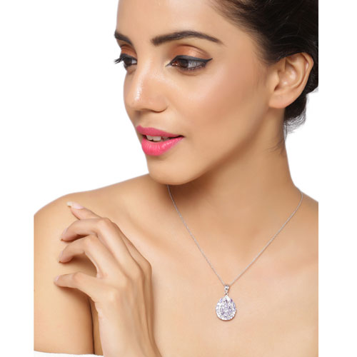 Pendentif 2,64 carats en tanzanite véritable et topaze blanche en argent sterling 925