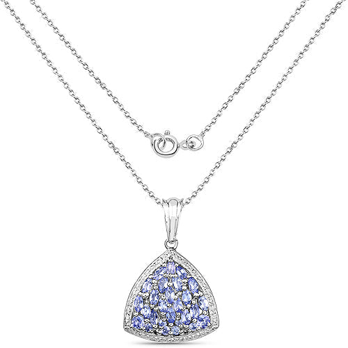 Pendentif en argent sterling 925 et tanzanite véritable de 1,96 carat