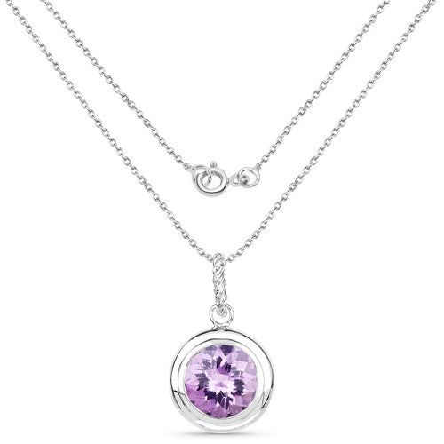 8.00 Carat Genuine Amethyst .925 Sterling Silver Pendant