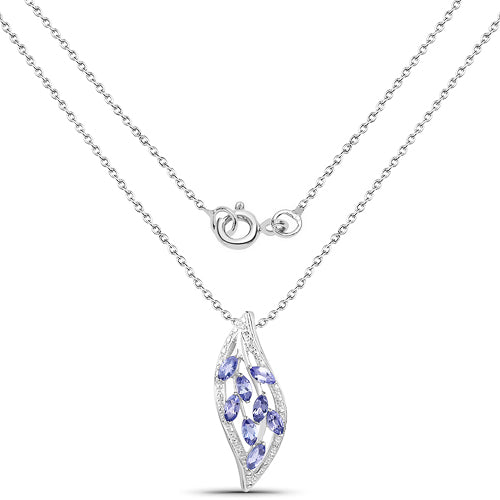 Pendentif en argent sterling 925 avec tanzanite véritable de 1,12 carat