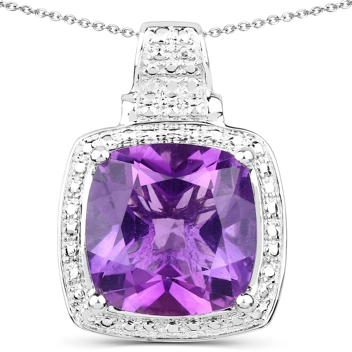 Pendentif en argent sterling 925 avec améthyste véritable de 5,85 carats