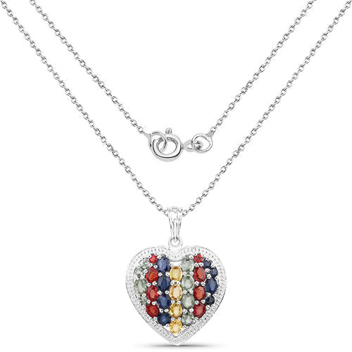 Pendentif en argent sterling .925 véritable serti de pierres multiples de 4,40 carats