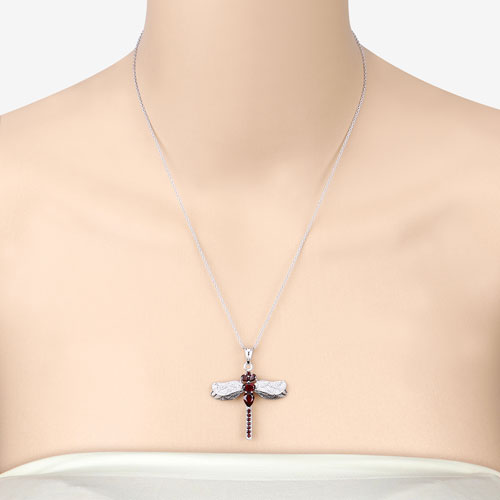 Pendentif en argent sterling 925 avec grenat véritable de 2,29 carats et topaze blanche