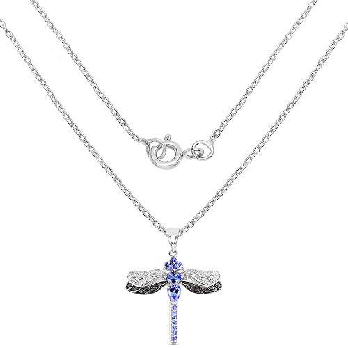 Pendentif en argent sterling 925 avec tanzanite véritable de 1,93 carat et topaze blanche