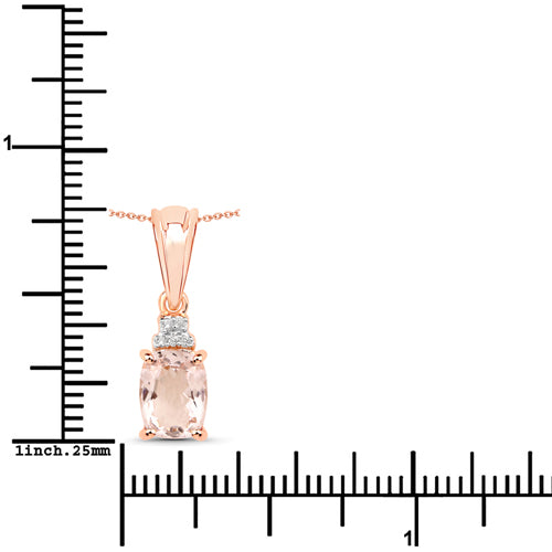 Pendentif en argent sterling 925 avec morganite véritable de 1,12 carat et topaze blanche