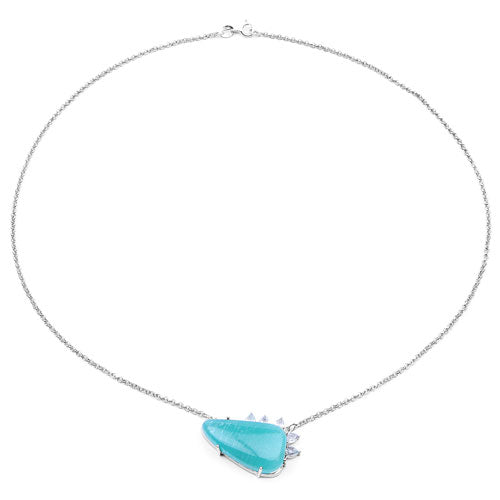 Pendentif en argent sterling 925, amazonite véritable et topaze blanche de 13,41 carats