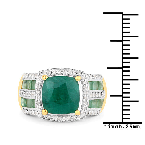 Bague en argent sterling 925 avec émeraude teintée de 3,75 carats, émeraude et topaze blanche