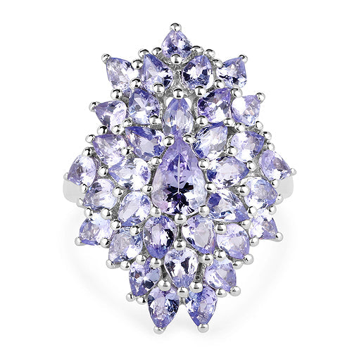 Bague en argent sterling 925 avec tanzanite véritable de 5,27 carats