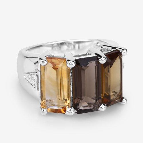 8.17 Carat Genuine Multi Stones .925 Sterling Silver Ring