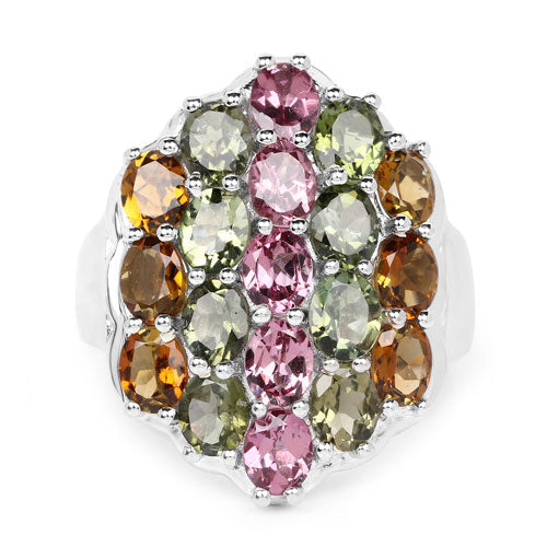 Bague en argent sterling 925 avec tourmaline véritable de 5,89 carats