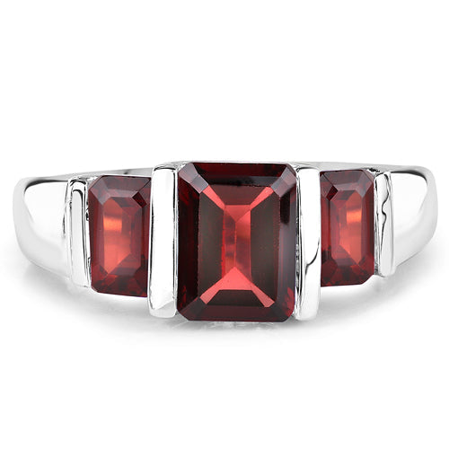 Bague en argent sterling .925 et grenat véritable de 3,45 carats