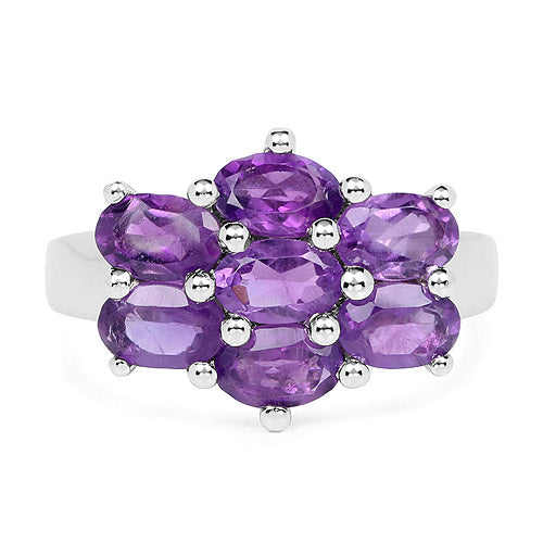 Bague en argent sterling .925 avec améthyste véritable de 3,01 carats