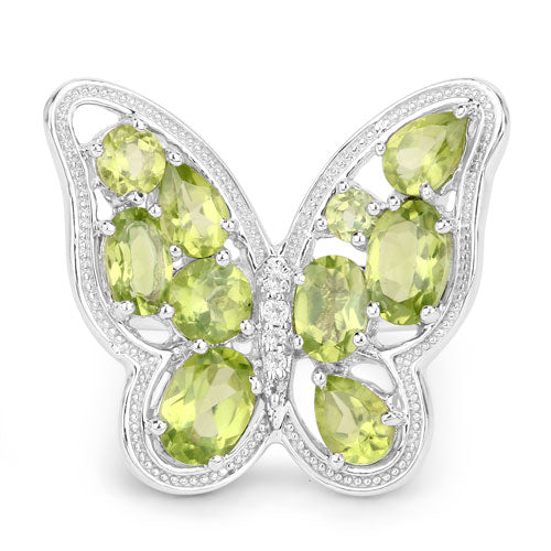 Bague en argent sterling .925 avec péridot véritable de 4,61 carats et topaze blanche