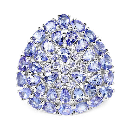 Bague en argent sterling 925 et tanzanite véritable de 5,93 carats