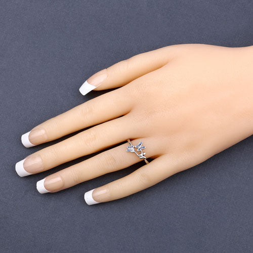 Bague en Argent Sterling 925 Saphir Bleu Véritable 0,14 Carat