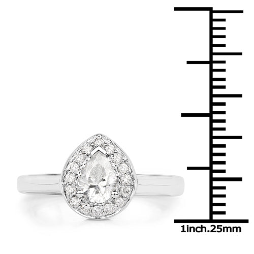 Bague en or blanc 14 carats avec diamant blanc véritable de 0,63 carat
