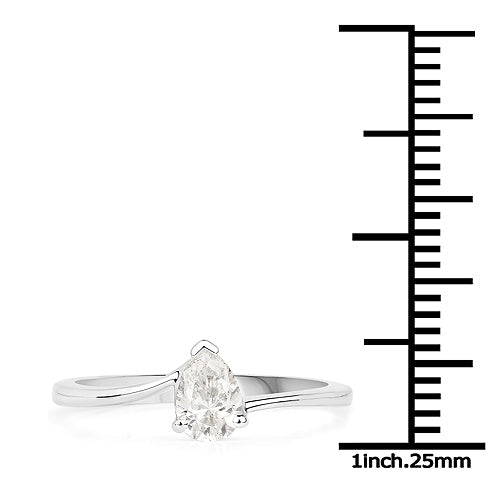 Bague en or blanc 14 carats avec diamant blanc véritable de 0,50 carat
