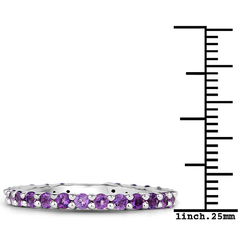 Bague en argent sterling 925 et améthyste véritable de 0,78 carat