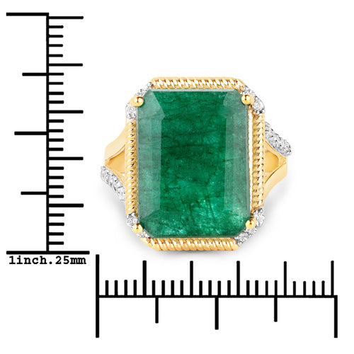 Bague en argent sterling 925 avec émeraude teintée et topaze blanche de 9,96 carats