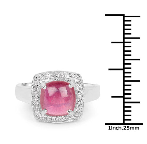 Bague en argent sterling 925 avec rubis traité verre de 3,31 carats et topaze blanche