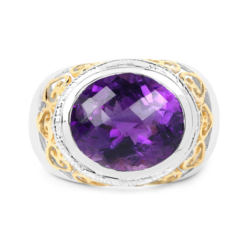 Bague en argent sterling 925 avec améthyste véritable de 6,92 carats
