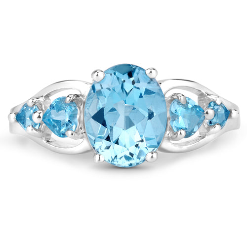 3.37 Carat Genuine Swiss Blue Topaz .925 Sterling Silver Ring