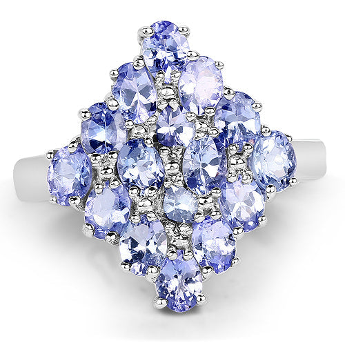 Bague en argent sterling 925 et tanzanite véritable de 2,72 carats