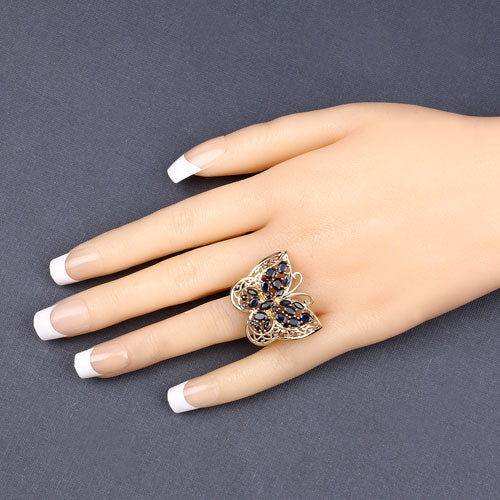 Bague en argent sterling 925 avec saphir bleu véritable de 2,86 carats