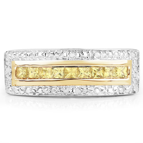 Bague en argent sterling 925 avec saphir jaune véritable de 1,08 carat